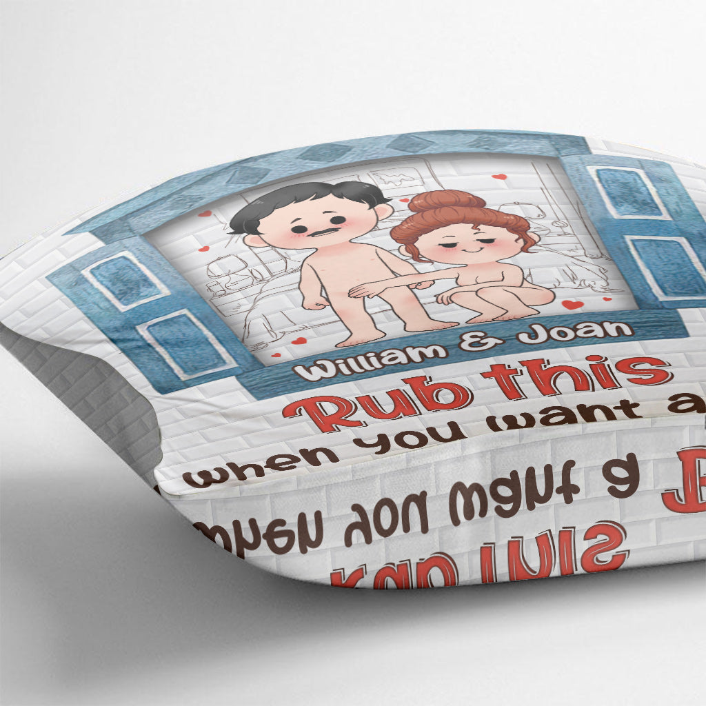 Rub This - Couple gift for wife, husband, girlfriend, boyfriend - Personalized Throw Pillow