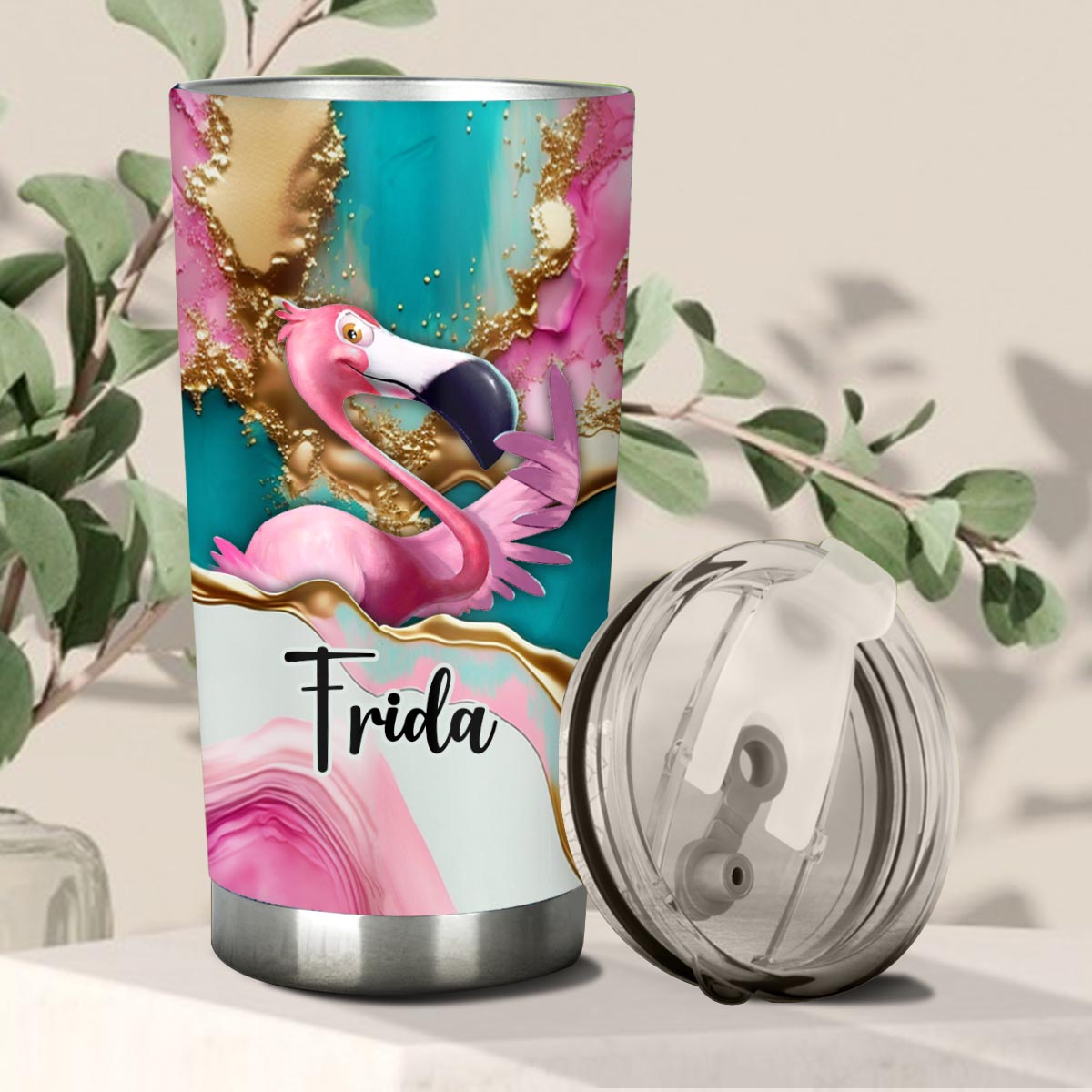 Please Take A Number - Personalized Flamingo Tumbler