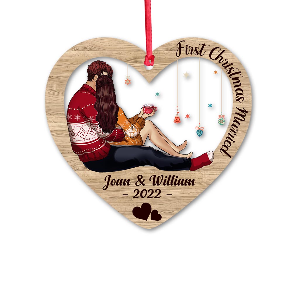 Home is Where You Hang - Personalized Christmas Couple Layers Mix Ornament