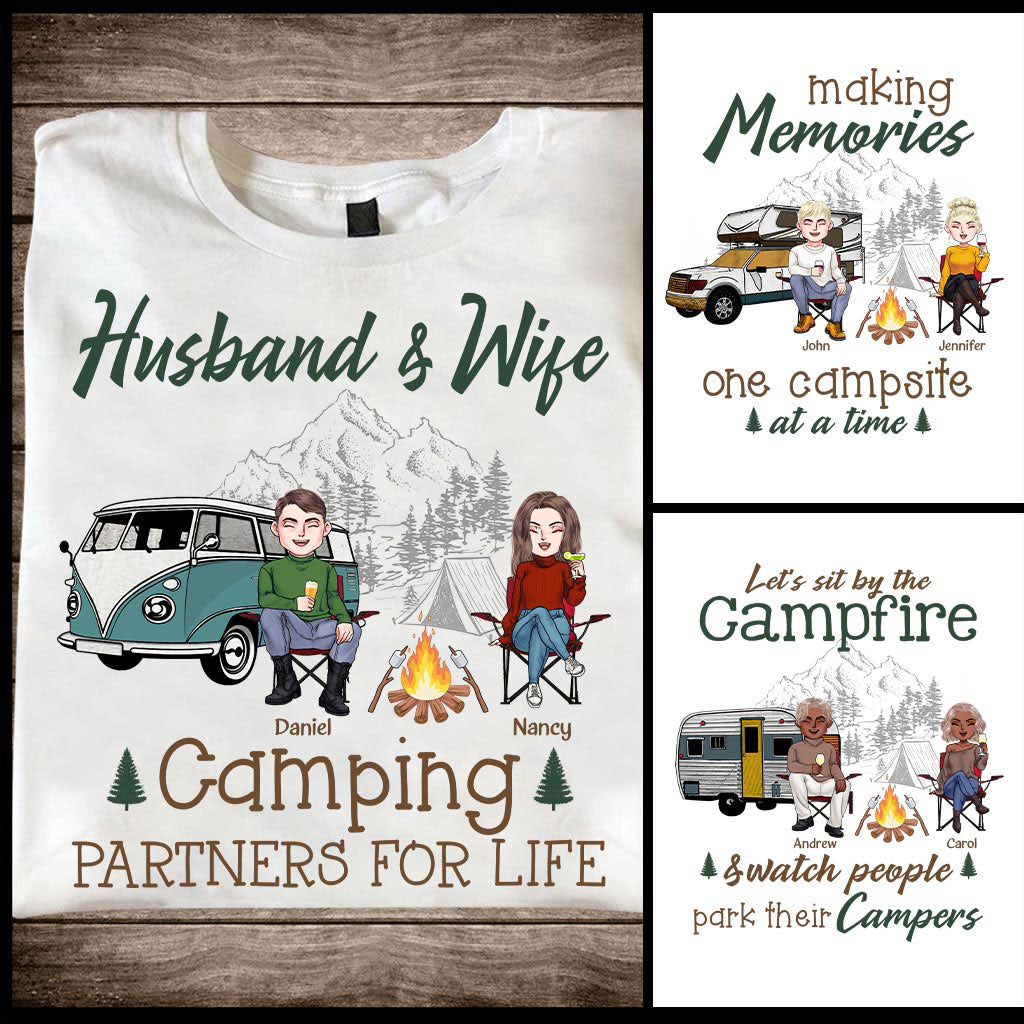 Husband And Wife Camping Couple For Life - Personalized Couple Camping T-shirt and Hoodie