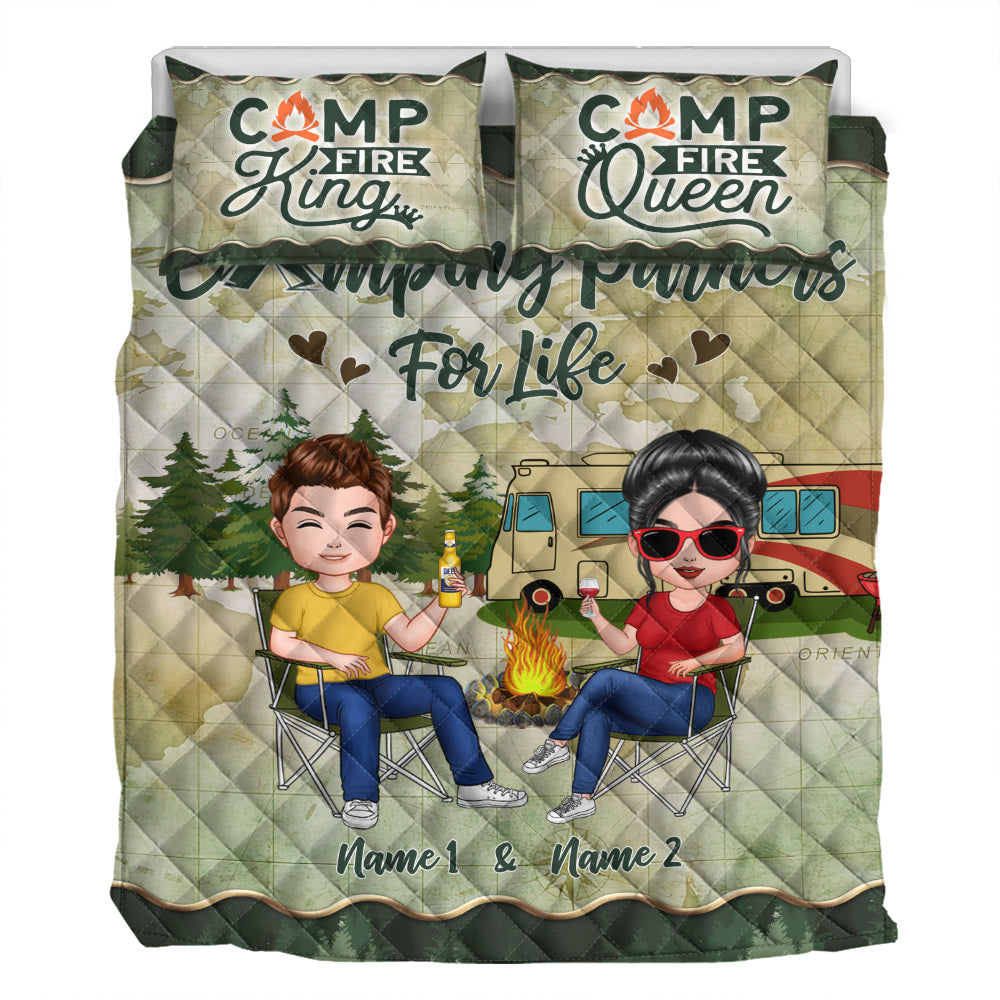 Camping Partners For Life - Personalized Couple Camping Quilt Set