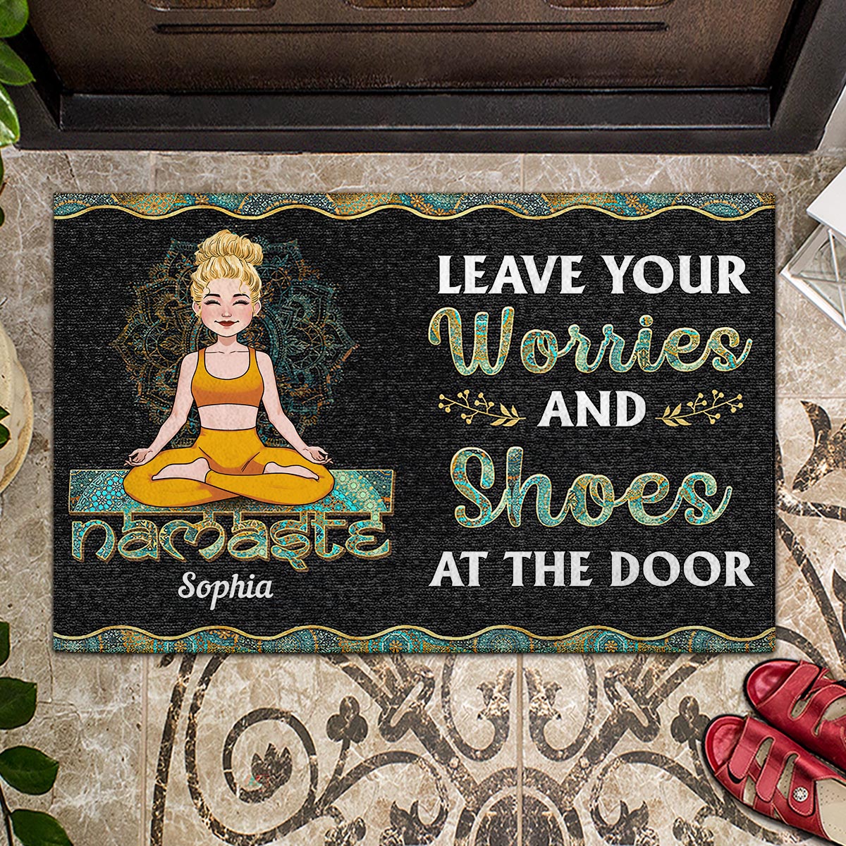 Leave Your Worries - Personalized Yoga Doormat