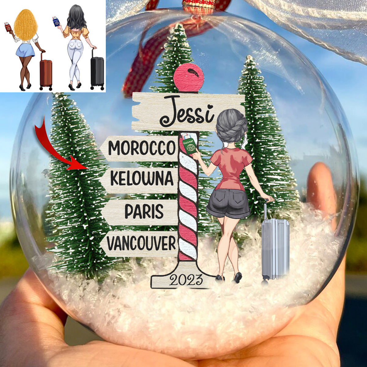 Love Travelling - Personalized Travelling Snow Globe Ornament