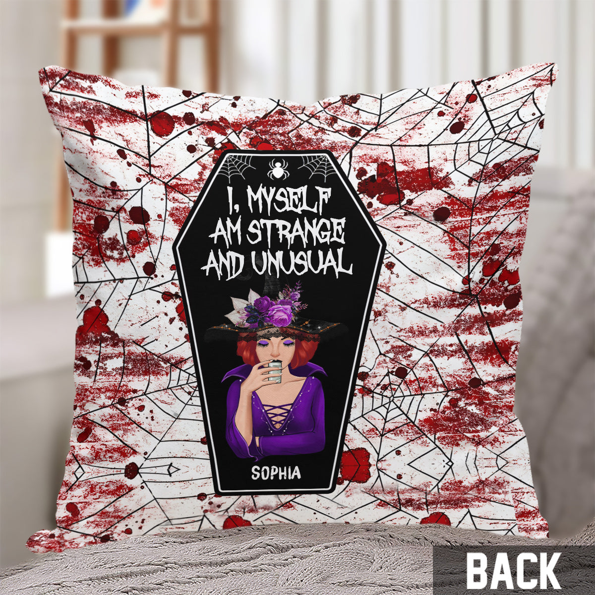 I Myself Am Strange and Unusual - Personalized Witch Throw Pillow