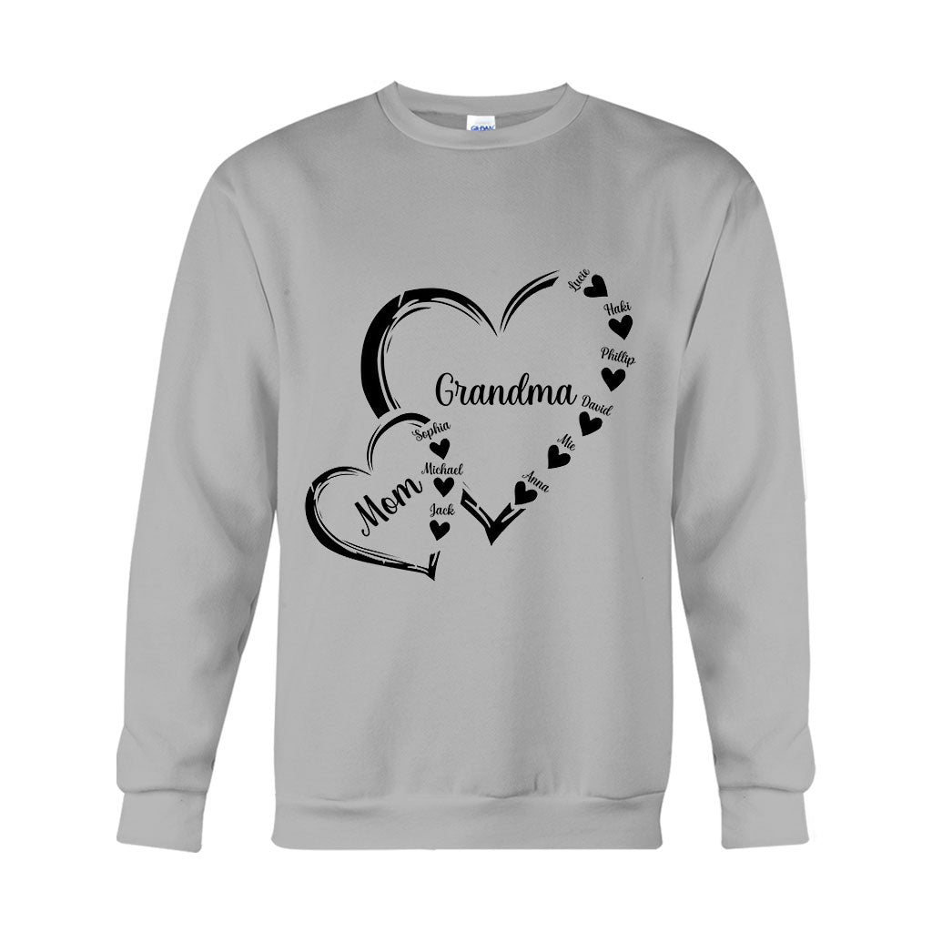 Grandma/Mom/Nana Heart - Personalized Grandma T-shirt And Hoodie