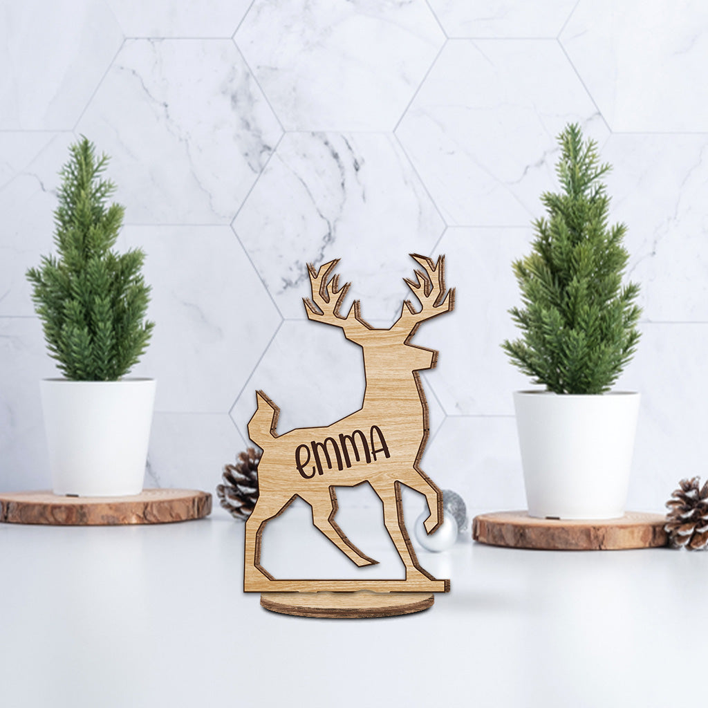 Reindeer Family - Personalized Family Freestanding Wood Plaque