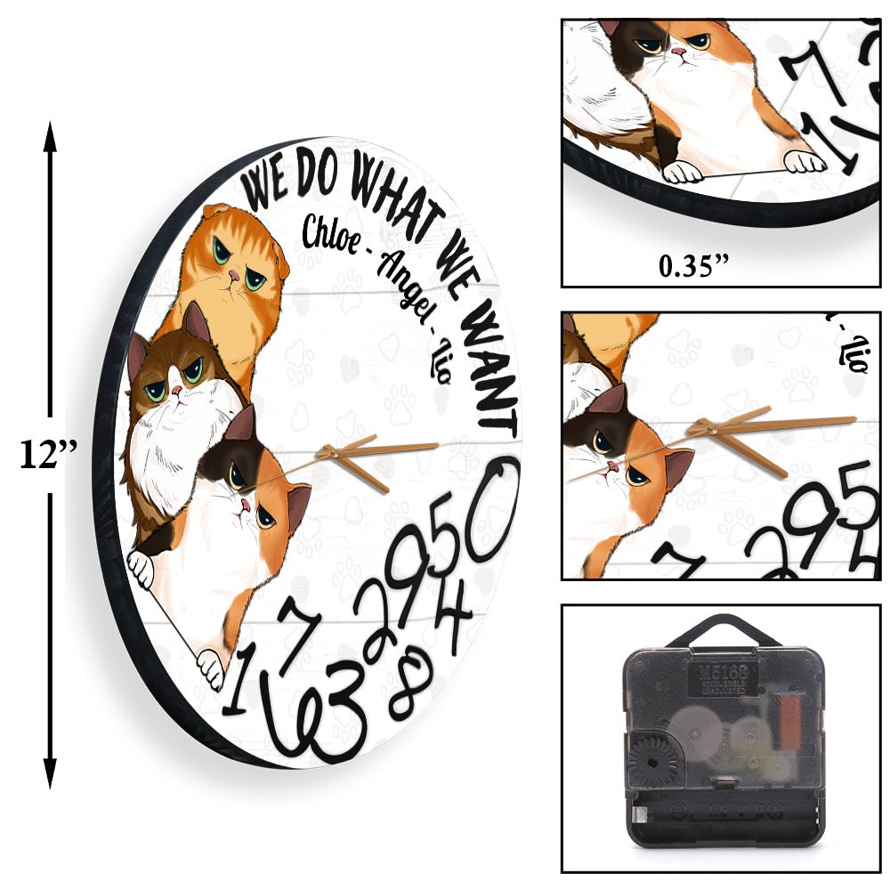 I Do What I Want - Personalized Cat Wall Clock