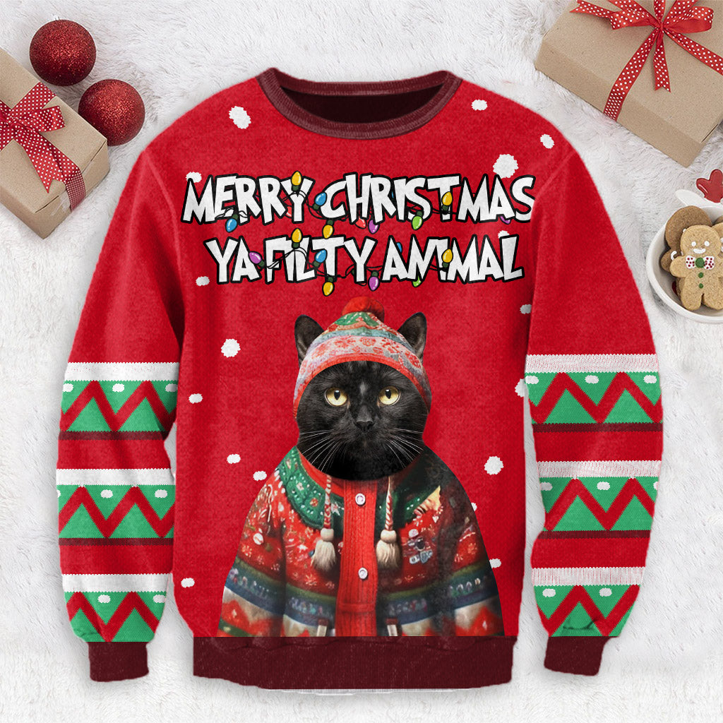 Merry Christmas Ya Filty Anima - Personalized Dog Ugly Sweater