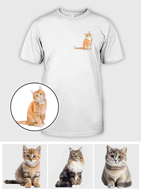 Custom 2D Photo - Personalized Cat Embroidered T-shirt