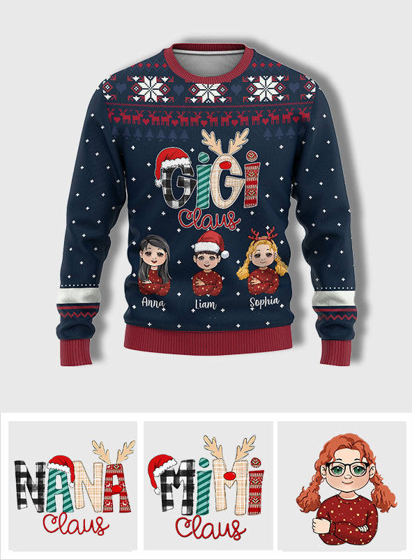 Gigi Claus - Personalized Grandma Ugly Sweater