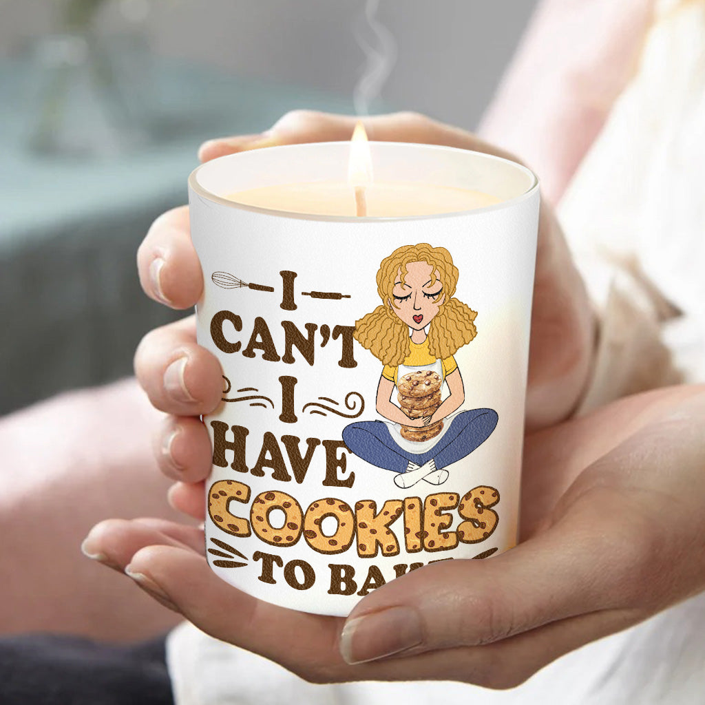 I Can't I Have Cookies To Bake - Personalized Baking Candle With Wooden Lid