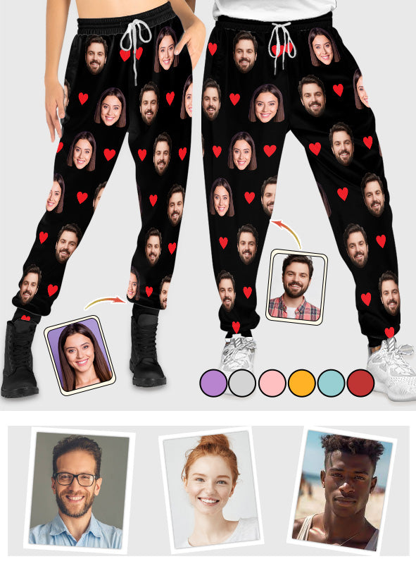 Custom Photo Couple Unisex Sweatpants - gift for boyfriend, girlfriend, husband, wife - Personalized Unisex Sweatpants