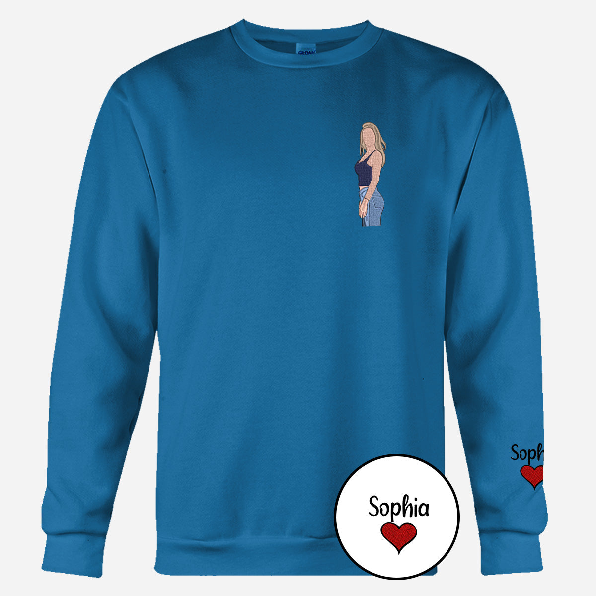 Custom 2D Photo - Personalized Sibling Embroidered Sweater