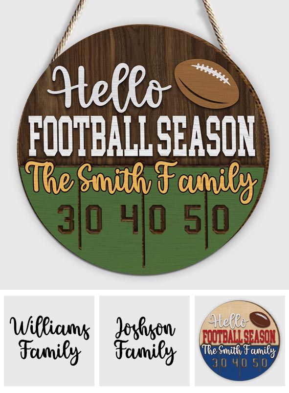 Hello Football Season - Personalized Football 2 Layered Wood Sign / Wood Plaque