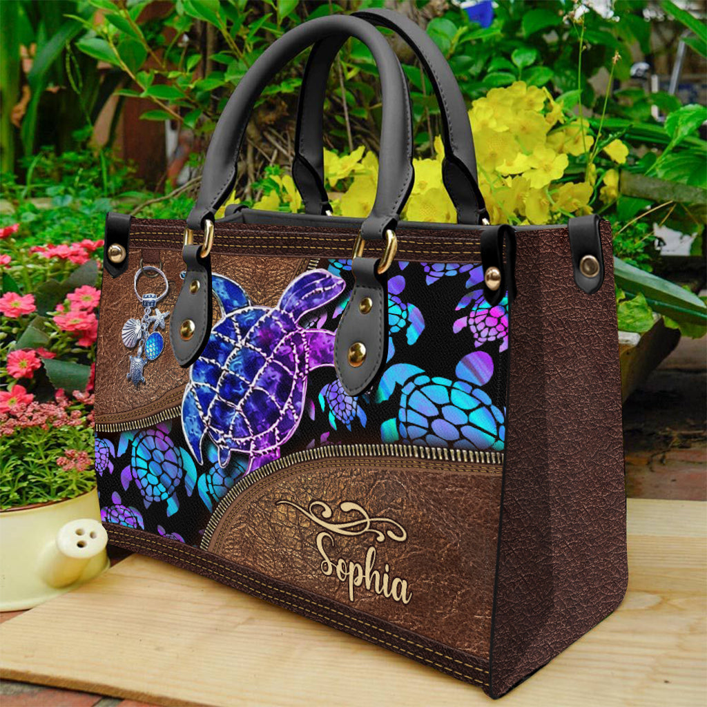 Salty Lil' Beach - Personalized Turtle Leather Handbag