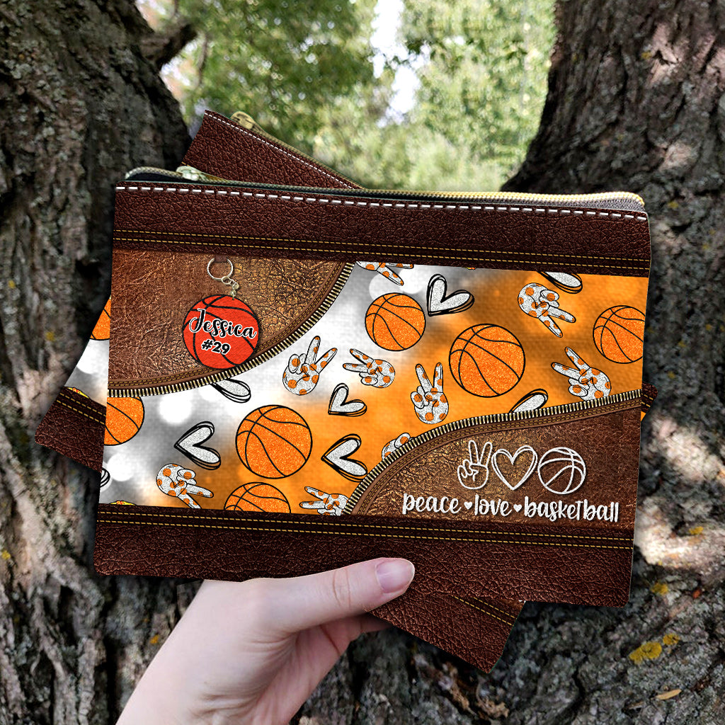 Peace Love Basketball - Personalized Basketball Pouch