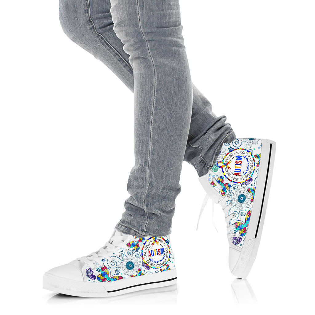 Autism Awareness Butterfly Ribbon Autism Awareness High Top Shoes 0622