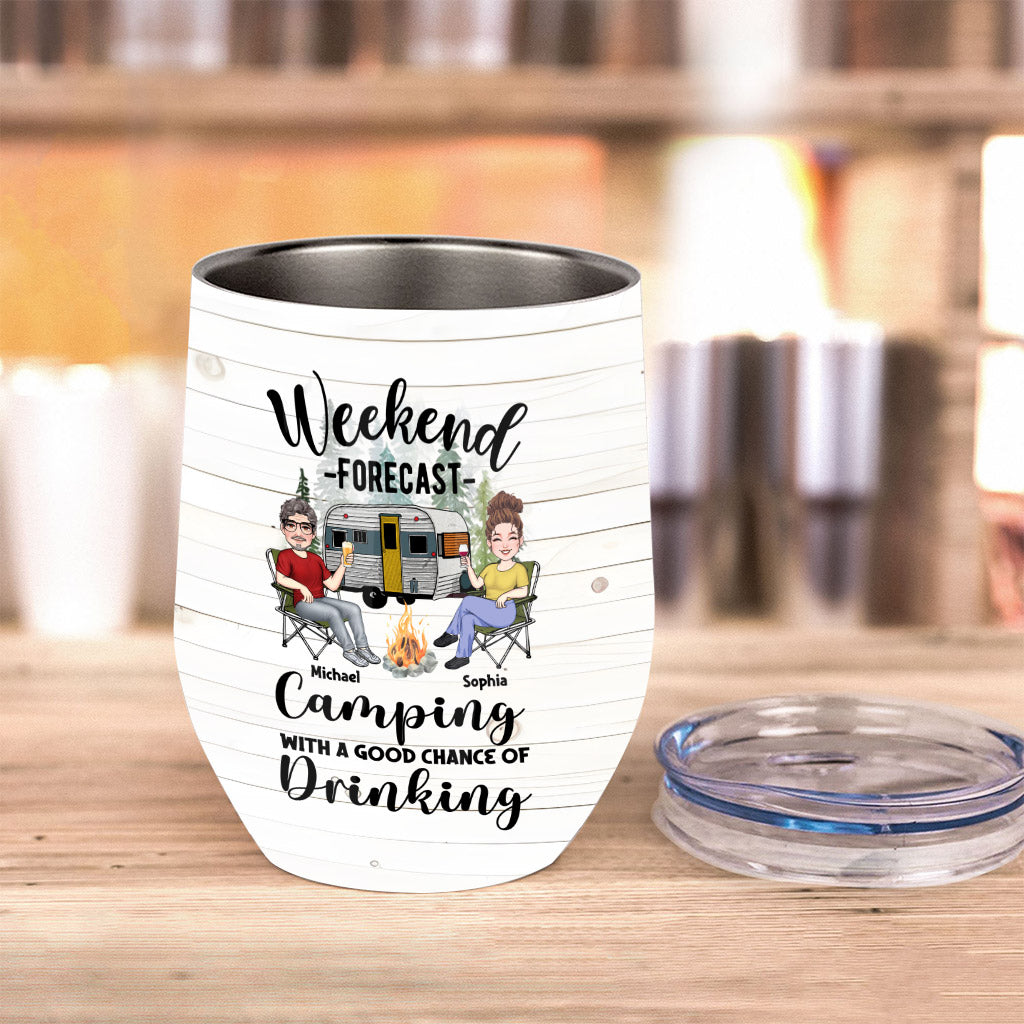 Weekend Forecast - Personalized Camping Wine Tumbler