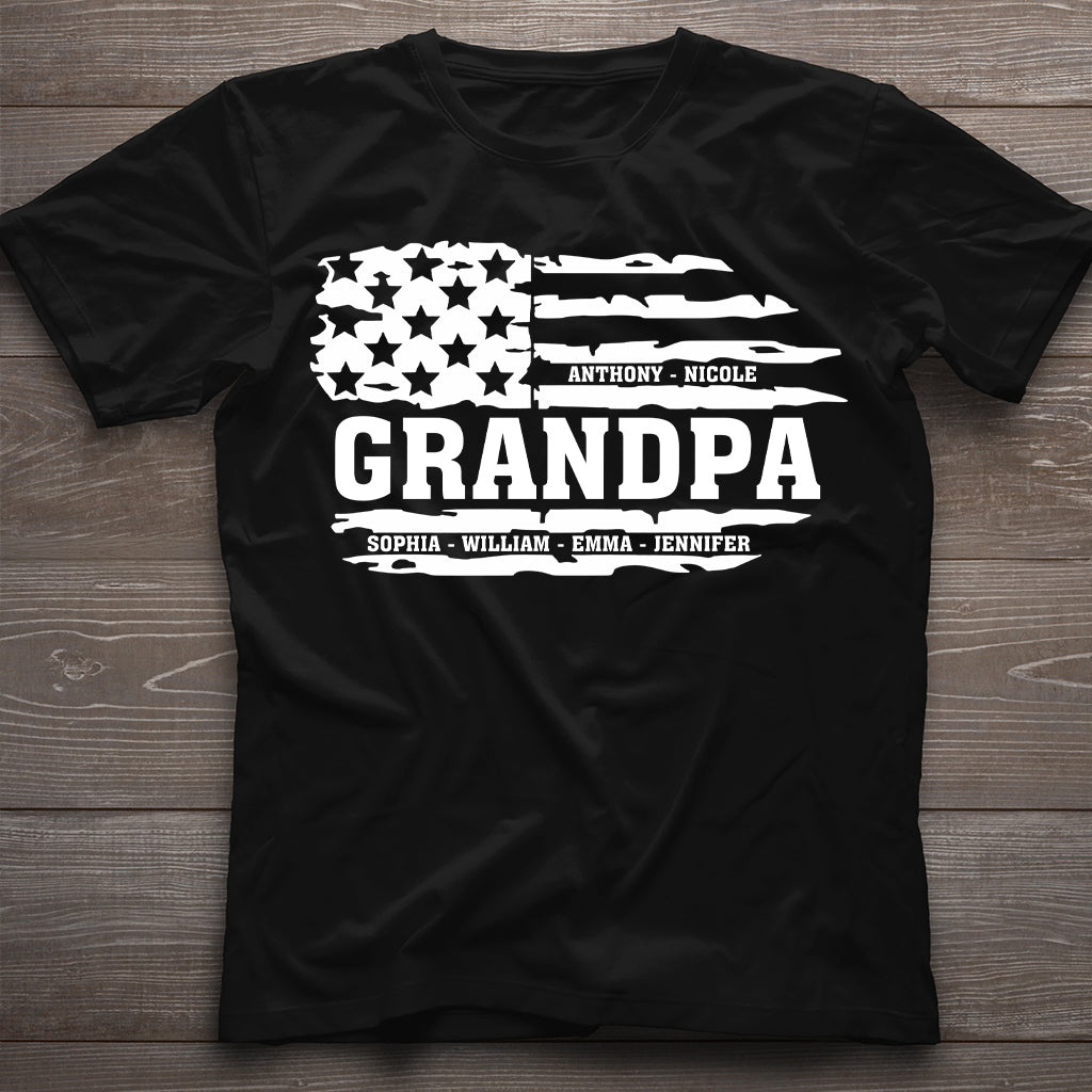 Grandpa US Flag - Personalized Grandpa T-shirt & Hoodie