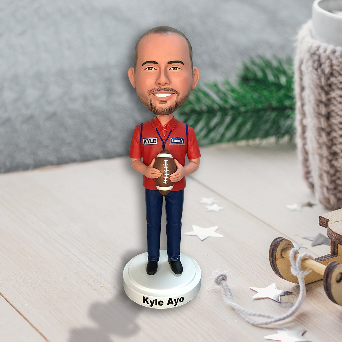 Tis The Season - Personalized Football Bobblehead