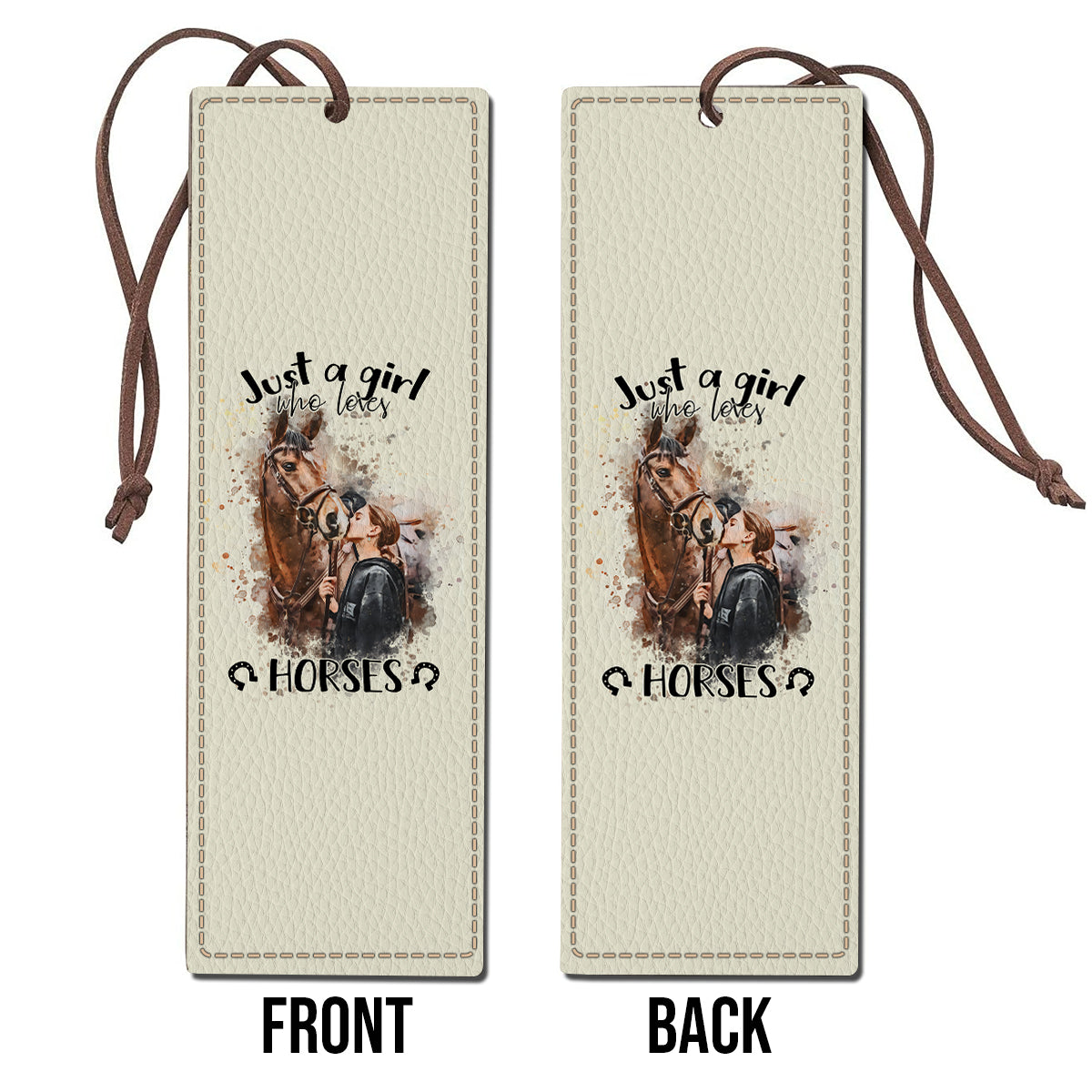 Just A Girl Who Loves Horses - Personalized Horse Leather Bookmark