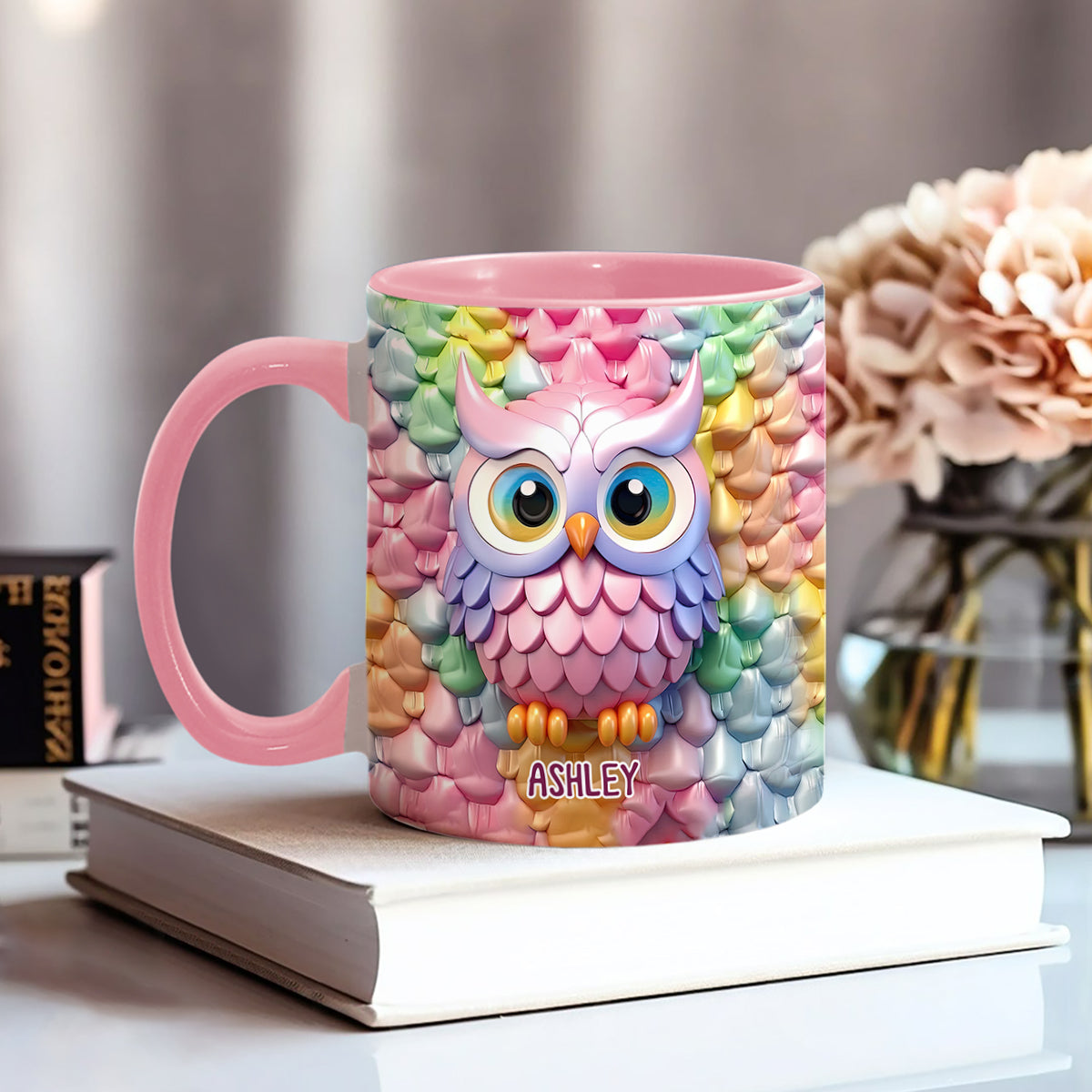 Colorful Owl - Personalized Owl Accent Mug