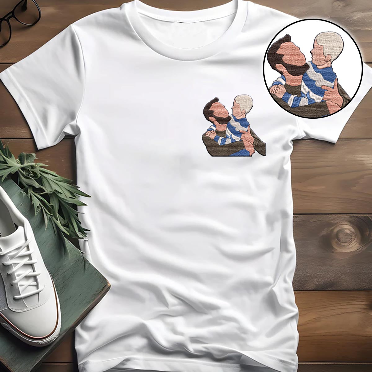 Custom 2D Photo - Personalized Uncle Embroidered T-shirt