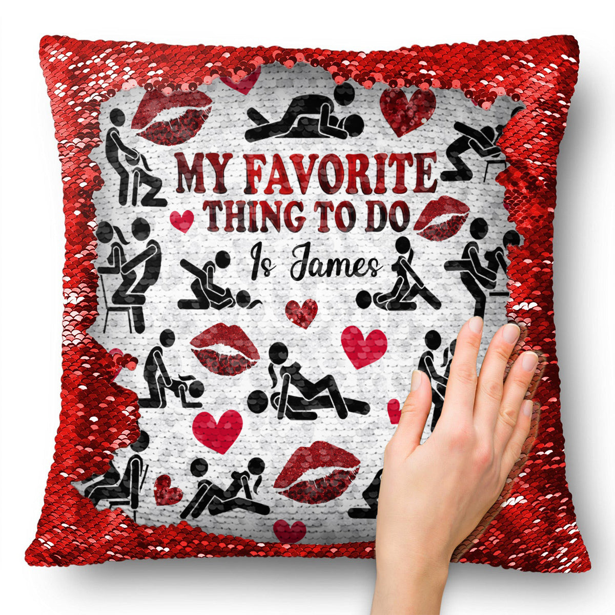 My Favorite Thing To Do Is You - Personalized Couple Sequin Pillow Cover