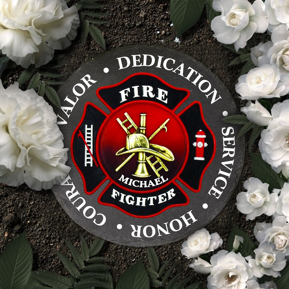 Honor Firefighter - Firefighter gift for him, father, husband, son - Personalized Round Shaped Stone