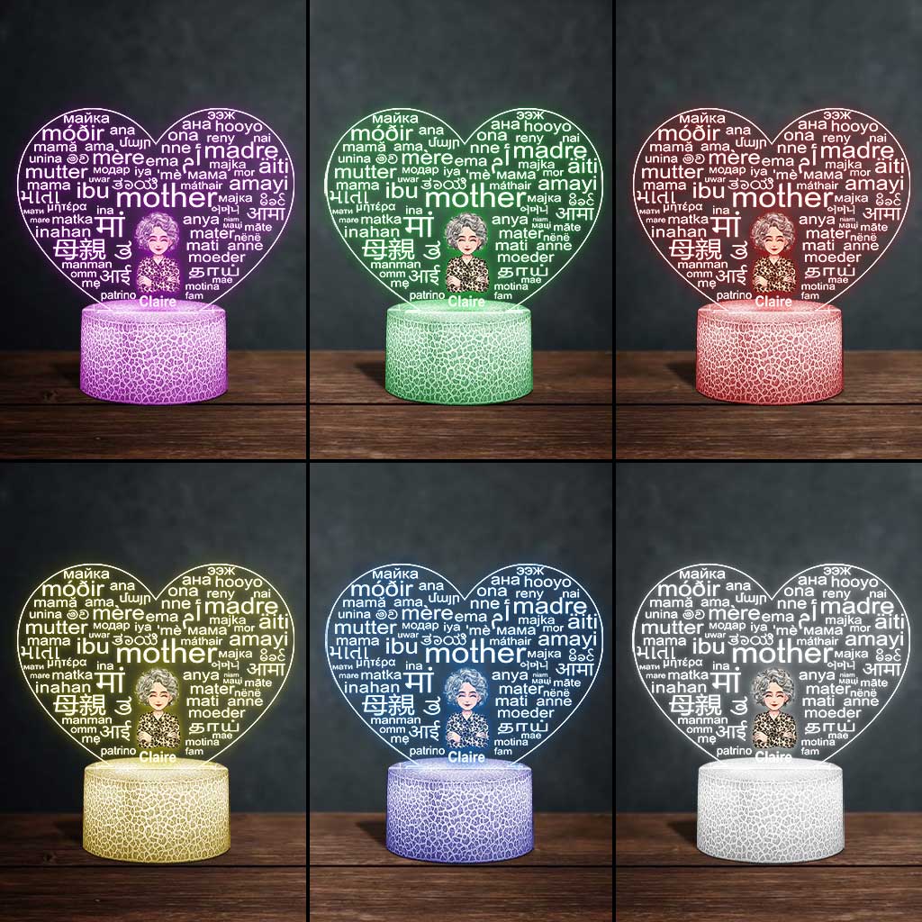 International Language - Personalized Mother's Day Mother Shaped Plaque Light Base