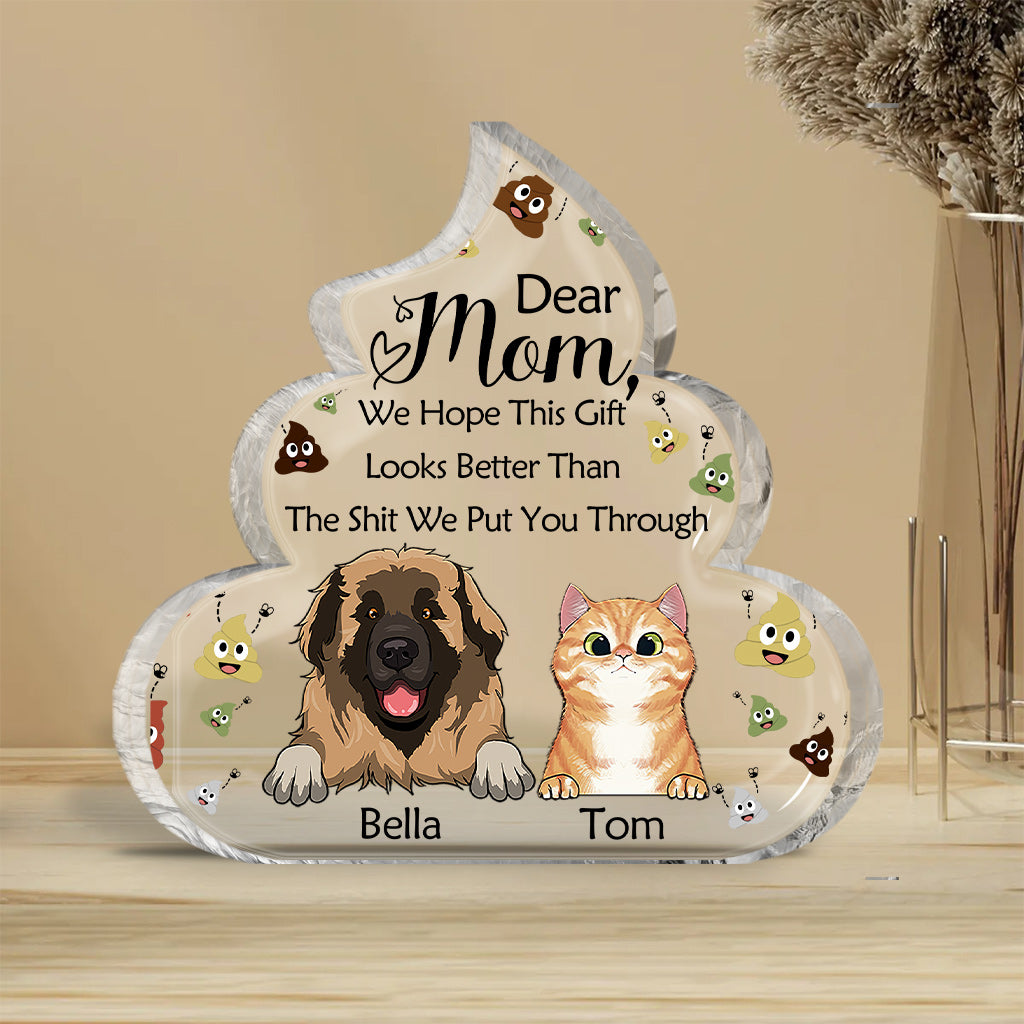 Cat Mom Cat Dad Funny Gift - Personalized Mother's Day Dog Custom Shaped Acrylic Plaque