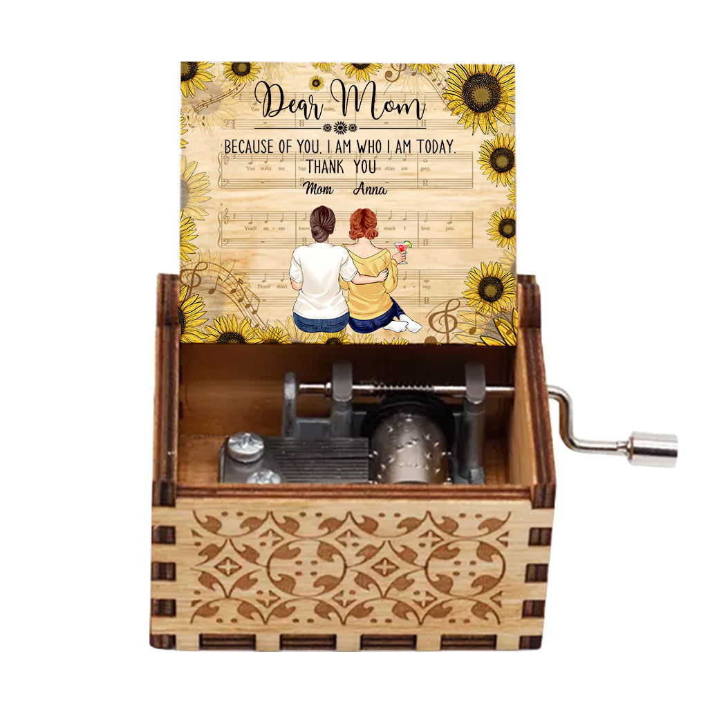 Because Of You - Personalized Mother's Day Mother Hand Crank Music Box