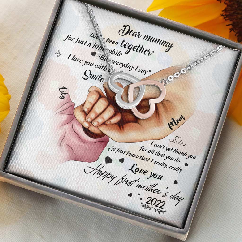 Everyday I Say I Love You - Personalized Mother's day Two Hearts Necklace