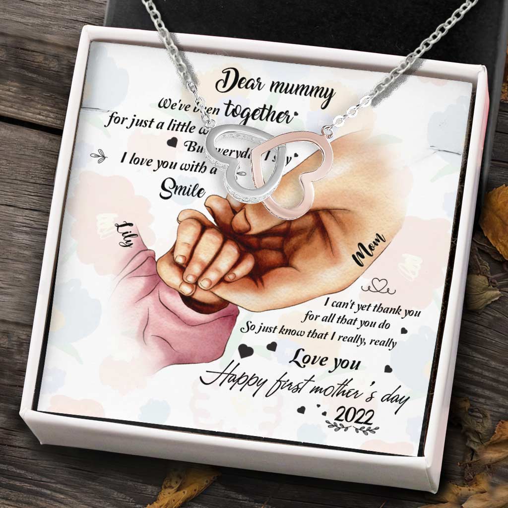 Everyday I Say I Love You - Personalized Mother's day Two Hearts Necklace