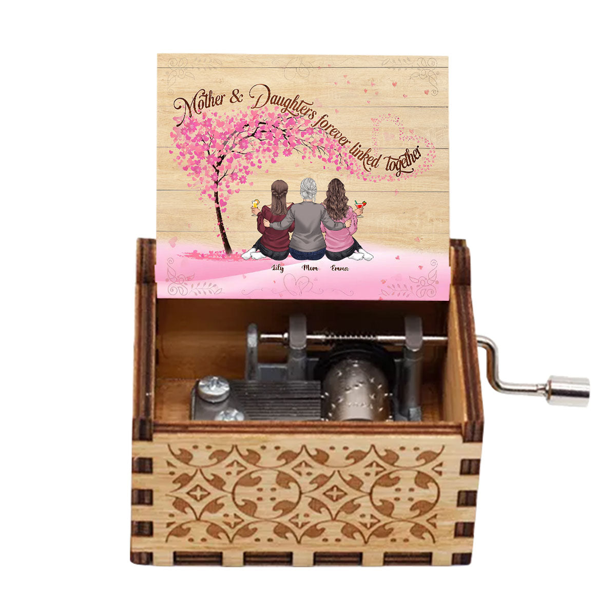 Mother & Daughters - Personalized Mother Hand Crank Music Box