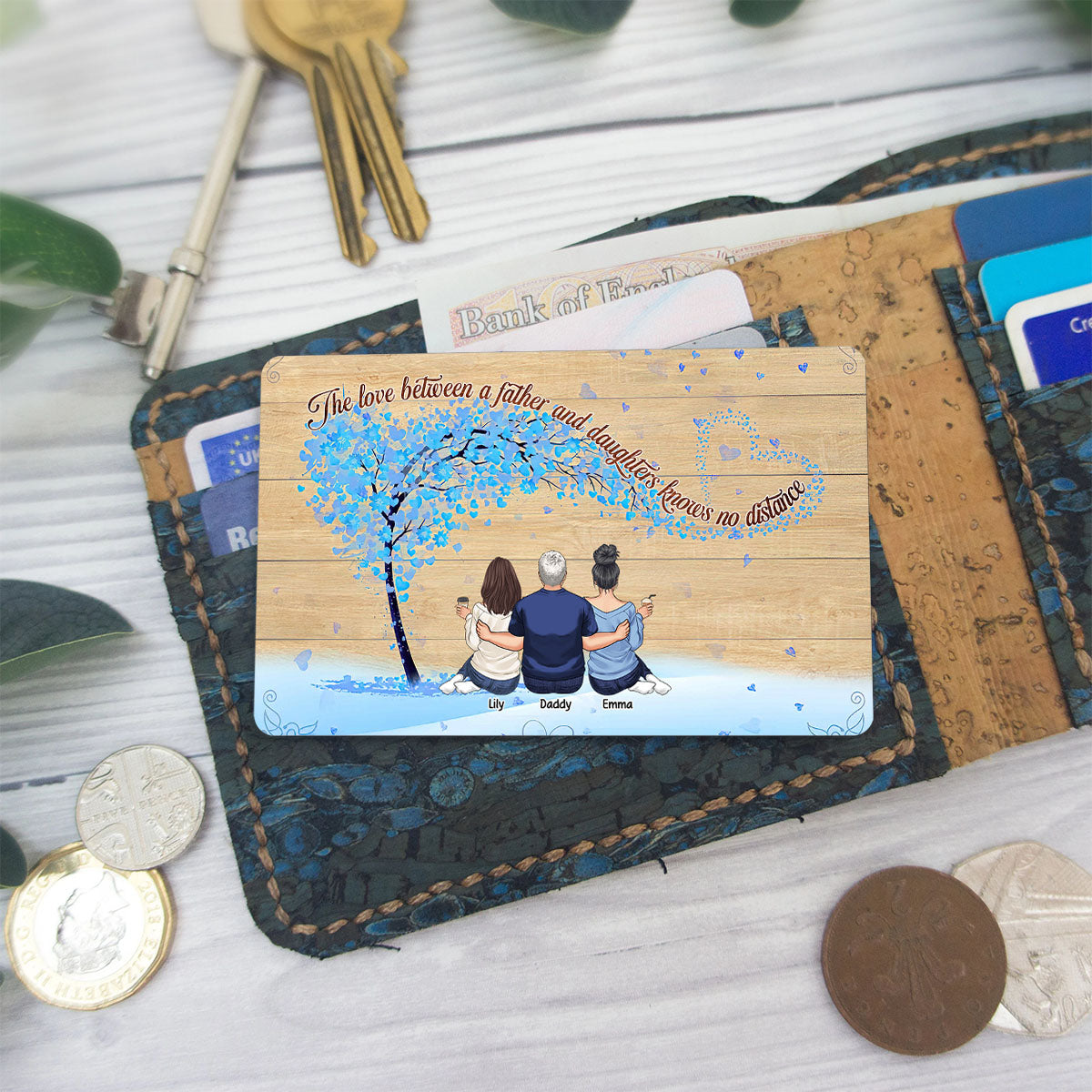 Father & Daughters - Personalized Father Wallet Insert Card