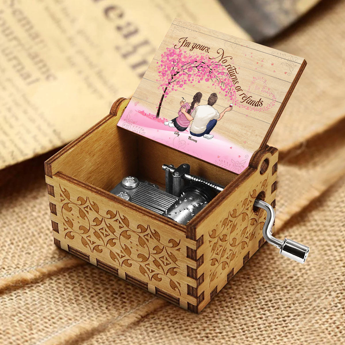 I'm Yours - Personalized Couple Hand Crank Music Box