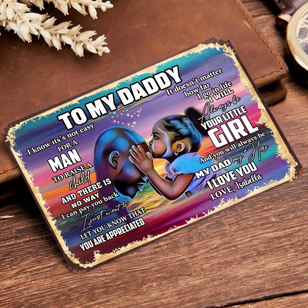 To My Daddy - Personalized African American Wallet Insert Card