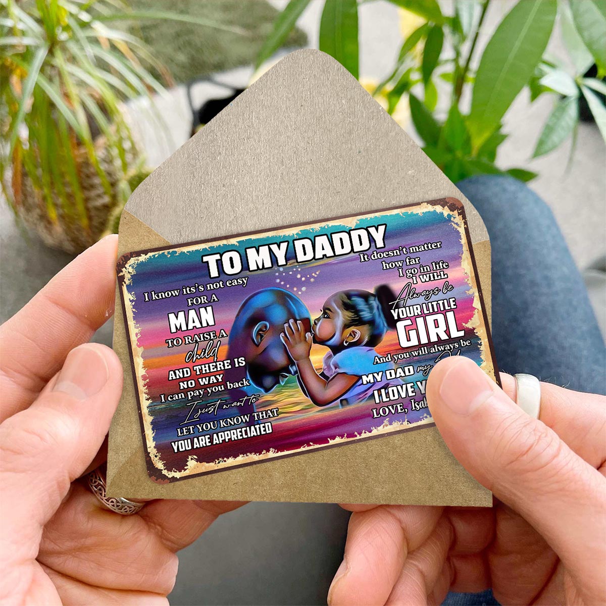 To My Daddy - Personalized African American Wallet Insert Card