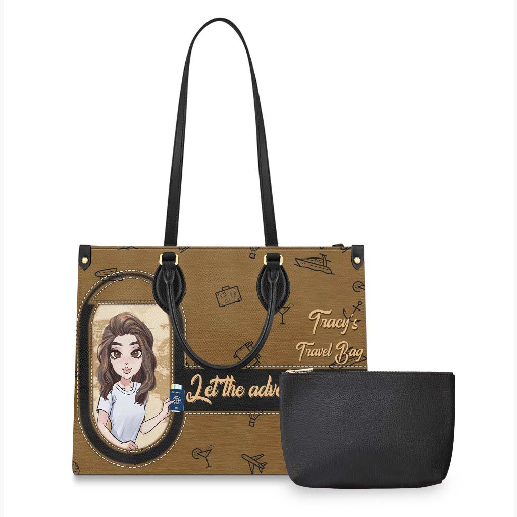 Let The Adventure Begin Travel Bag - Personalized Travelling Leather Handbag