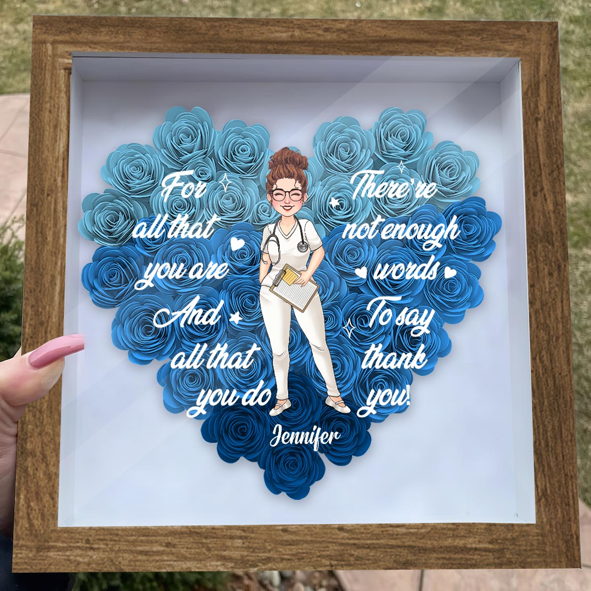 For All That You Are - Personalized Nurse Flower Shadow Box
