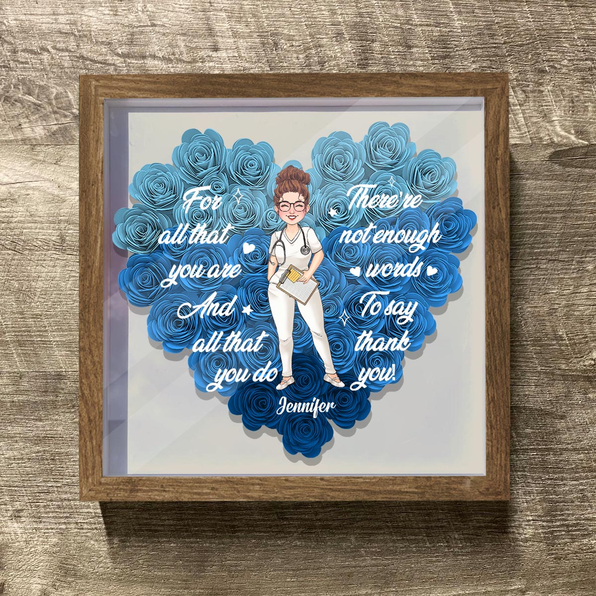 For All That You Are - Personalized Nurse Flower Shadow Box