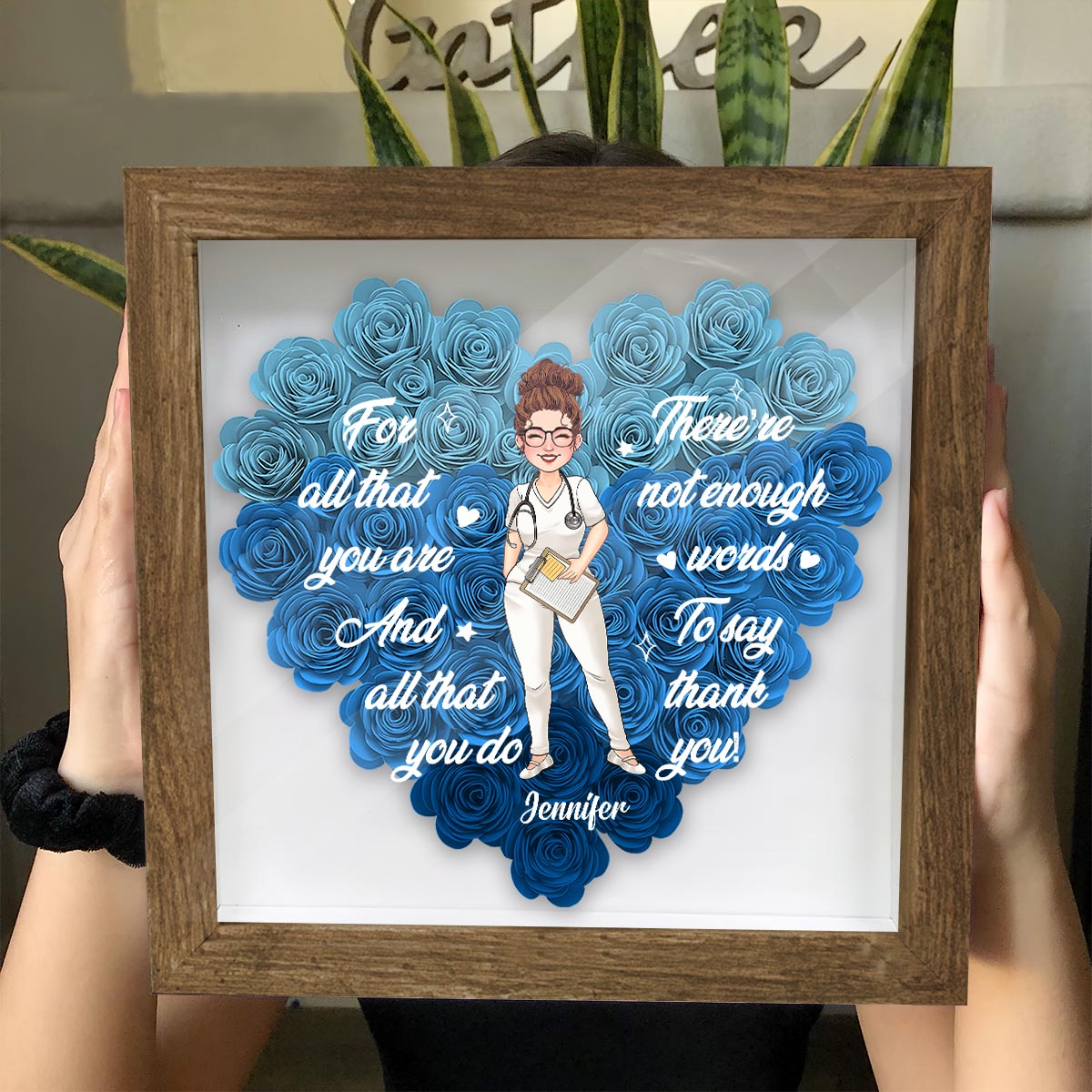 For All That You Are - Personalized Nurse Flower Shadow Box