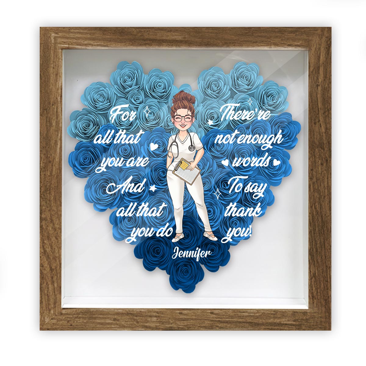 For All That You Are - Personalized Nurse Flower Shadow Box