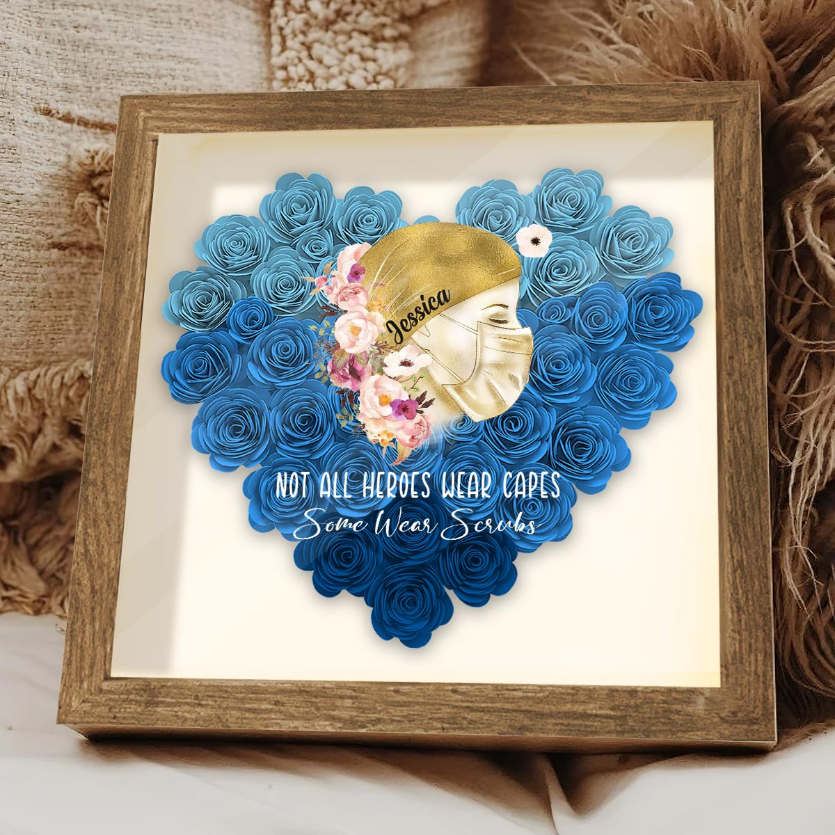 Discover Not All Heroes Wear Capes - Personalized Nurse Flower Frame Box