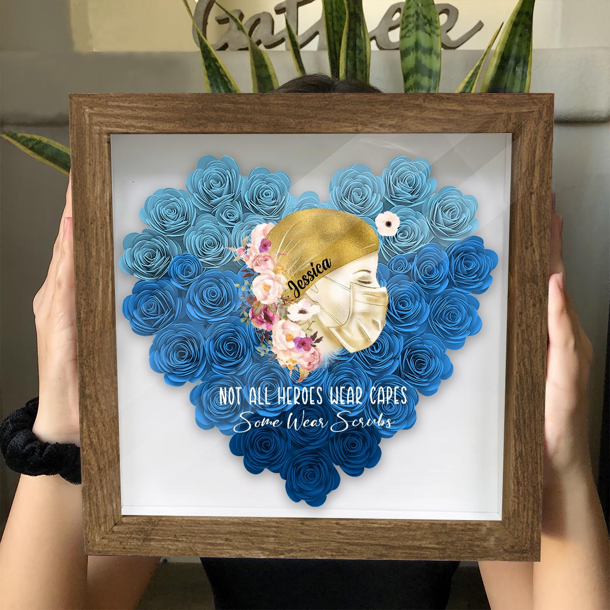 Not All Heroes Wear Capes - Personalized Nurse Flower Shadow Box