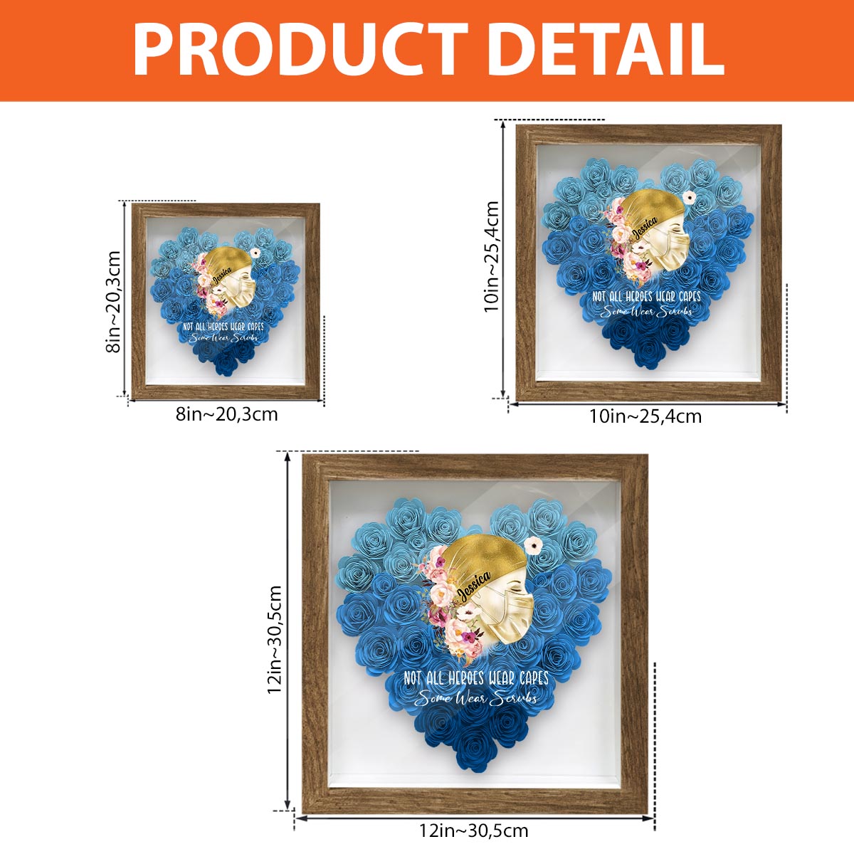 Not All Heroes Wear Capes - Personalized Nurse Flower Shadow Box