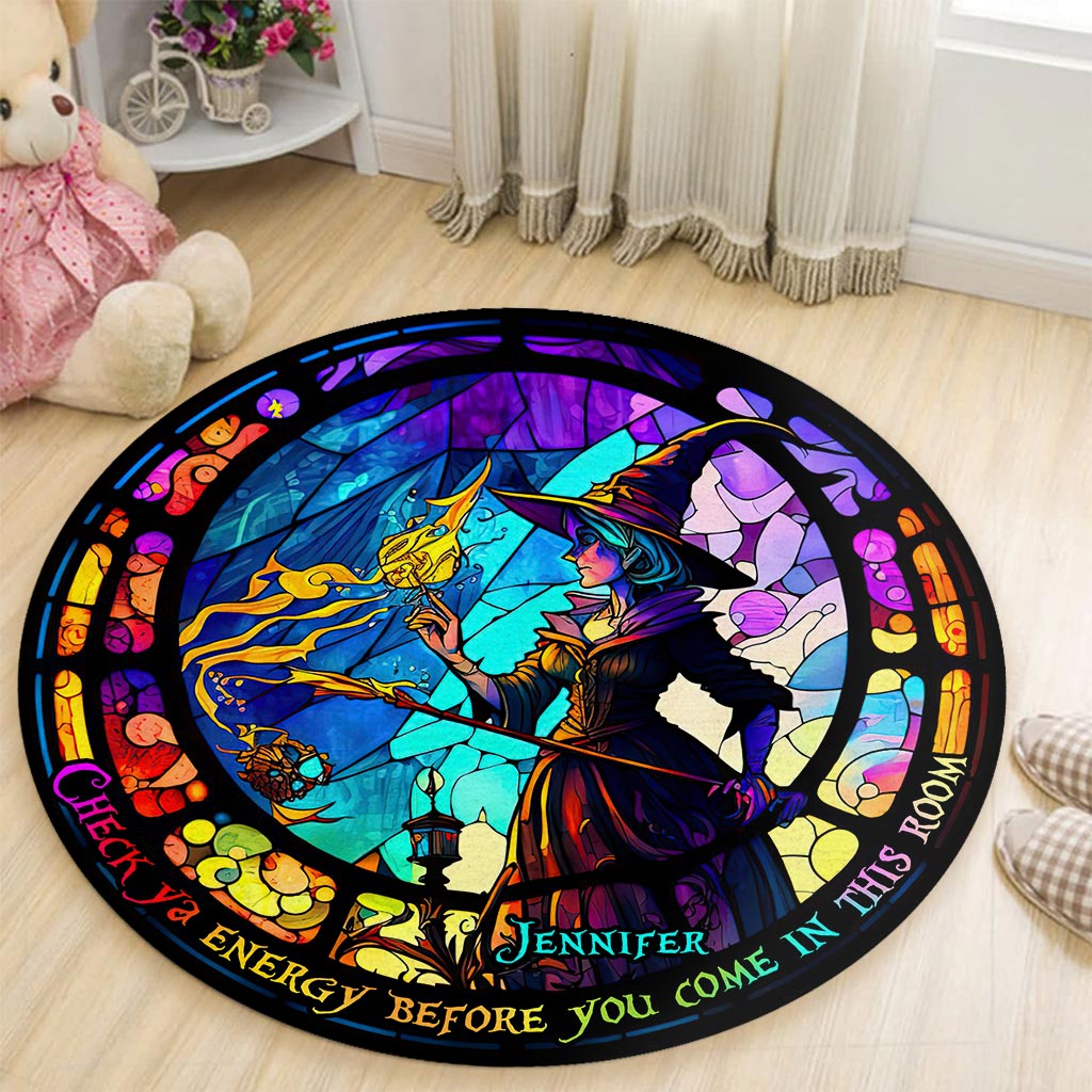 Check Ya Energy - Personalized Witch Round Rug