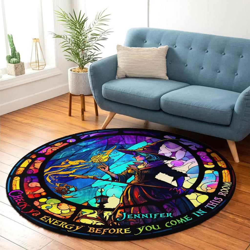 Check Ya Energy - Personalized Witch Round Rug