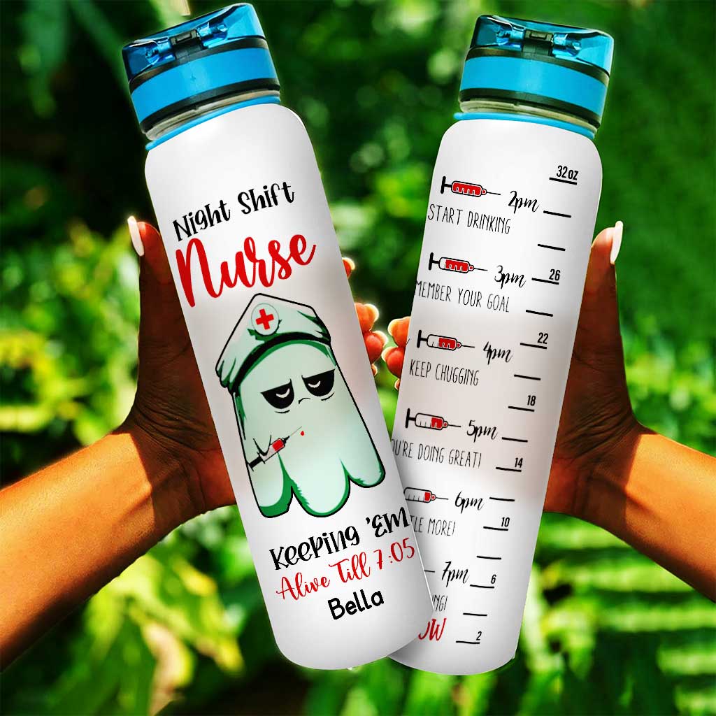 Night Shift Nurse - Personalized Water Tracker Bottle